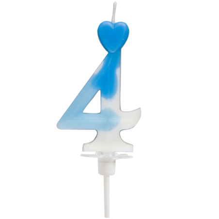 "4" ŚWIECZKA BIAŁO-NIEBIESKA NA TORT 764904 ROSEDECOR wysokość 6,5 cm