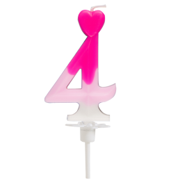 "4" ŚWIECZKA BIAŁO-RÓŻOWA NA TORT 764004 ROSEDECOR wysokość 6,5 cm