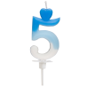 Cyfra 5 - niebieska świeczka urodzinowa do tortu - dł. 65 mm - nr. kat. 764905 Daisy Decor