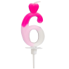 "6" ŚWIECZKA BIAŁO-RÓŻOWA NA TORT 764006 ROSEDECOR wysokość 6,5 cm