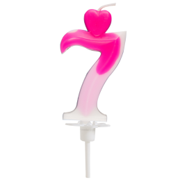 "7" ŚWIECZKA BIAŁO-RÓŻOWA NA TORT 764007 ROSEDECOR wysokość 6,5 cm