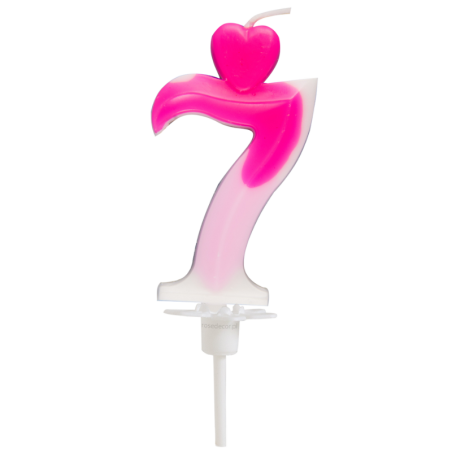 "7" ŚWIECZKA BIAŁO-RÓŻOWA NA TORT 764007 ROSEDECOR wysokość 6,5 cm