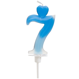 "7" ŚWIECZKA BIAŁO-NIEBIESKA NA TORT 764907 ROSEDECOR wysokość 6,5 cm