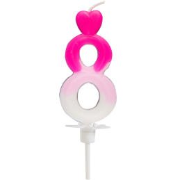 "8" ŚWIECZKA BIAŁO-RÓŻOWA NA TORT 764008 ROSEDECOR wysokość 6,5 cm