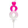 "8" ŚWIECZKA BIAŁO-RÓŻOWA NA TORT 764008 ROSEDECOR wysokość 6,5 cm