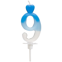 "9" ŚWIECZKA BIAŁO-NIEBIESKA NA TORT 764909 ROSEDECOR wysokość 6,5 cm