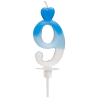 "9" ŚWIECZKA BIAŁO-NIEBIESKA NA TORT 764909 ROSEDECOR wysokość 6,5 cm