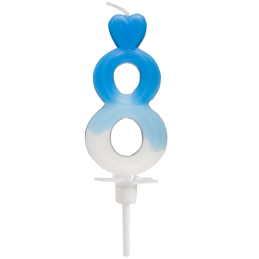 "8" ŚWIECZKA BIAŁO-NIEBIESKA NA TORT 764908 ROSEDECOR wysokość 6,5 cm