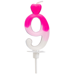 "9" ŚWIECZKA BIAŁO-RÓŻOWA NA TORT 764009 ROSEDECOR wysokość 6,5 cm