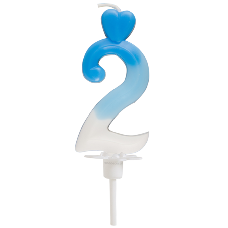 "2" ŚWIECZKA BIAŁO-NIEBIESKA NA TORT 764902 ROSEDECOR wysokość 6,5 cm