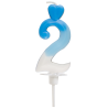 Cyfra 2 - niebieska świeczka urodzinowa do tortu - dł. 65 mm - nr. kat. 764902 Daisy Decor