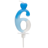 Cyfra 6 - niebieska świeczka urodzinowa do tortu - dł. 65 mm - nr. kat. 764906 Daisy Decor