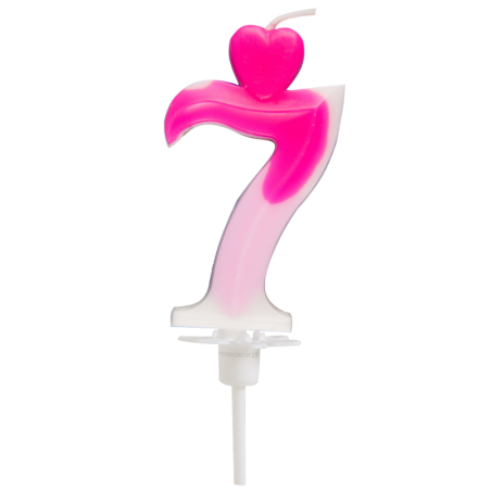 "7" ŚWIECZKA BIAŁO-RÓŻOWA NA TORT 764007 ROSEDECOR wysokość 6,5 cm