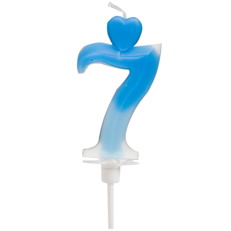 Cyfra 7 - niebieska świeczka urodzinowa do tortu - dł. 65 mm - nr. kat. 764907 Daisy Decor