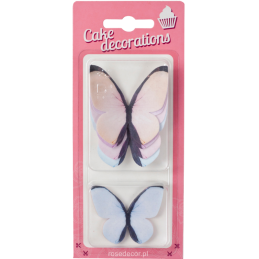 8 szt. MOTYLE PASTELOWE 240004 ROSE DECOR jadalna dekoracja waflowa w kształcie motyli w czterech pastelowych kolorach