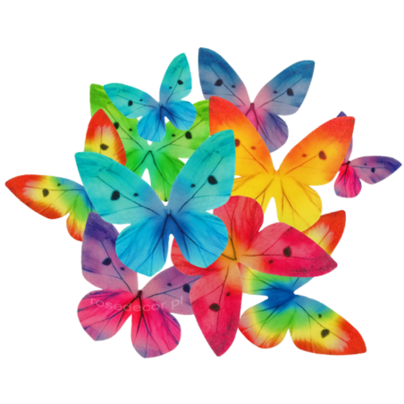 87 szt. MOTYLE MIX KOLORÓW 400687 ROSE DECOR jadalna dekoracja waflowa w kształcie motyli