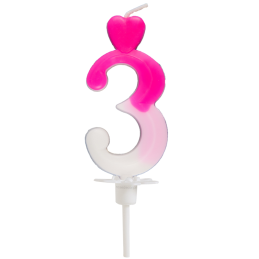 "3" ŚWIECZKA BIAŁO-RÓŻOWA NA TORT 764003 ROSEDECOR wysokość 6,5 cm