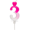 "3" ŚWIECZKA BIAŁO-RÓŻOWA NA TORT 764003 ROSEDECOR wysokość 6,5 cm
