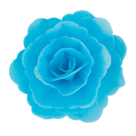 18 szt. NIEBIESKA RÓŻA CHIŃSKA ŚREDNIA 200318 ROSE DECOR jadalna dekoracja waflowa - 55 mm