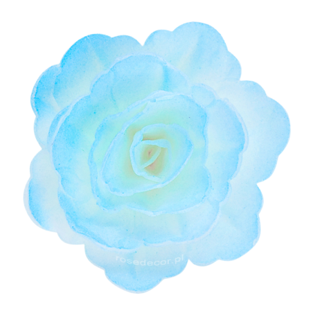 18 szt. NIEBIESKA CIENIOWANA RÓŻA CHIŃSKA ŚREDNIA 200918 ROSE DECOR jadalna dekoracja waflowa - 55 mm