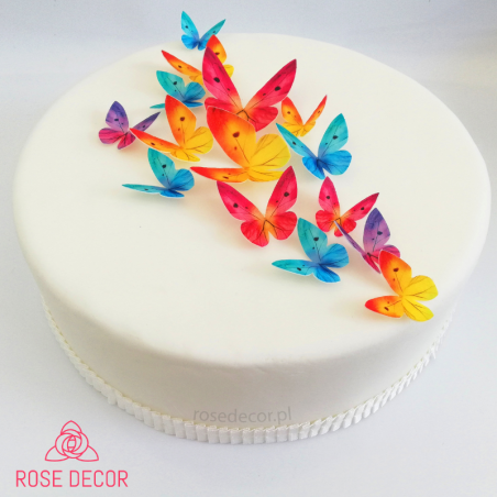 87 szt. MOTYLE MIX KOLORÓW 400687 ROSE DECOR jadalna dekoracja waflowa w kształcie motyli