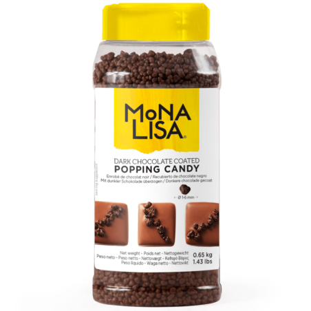 op. 650 g Czekoladowa posypka strzelająca - Barry Callebaut - musujące cukierki pokryte ciemną czekoladą