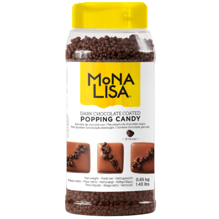 op. 650 g Czekoladowa posypka strzelająca - Barry Callebaut - musujące cukierki pokryte ciemną czekoladą