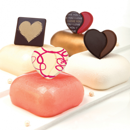 240 szt. SERCE I LOVE YOU 33899 BARBARA DECOR walentynkowa dekoracja czekoladowa - dwukolorowe serce dł. 34 mm