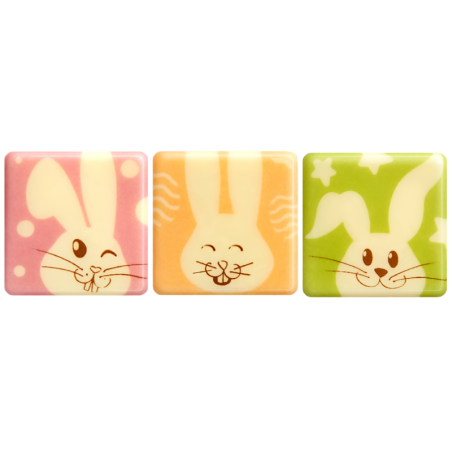 op. 144 szt. Funny Bunny 33773 Barbara Decor - zestaw wielkanocnych dekoracji z białej czekolady - dł. 30 mm