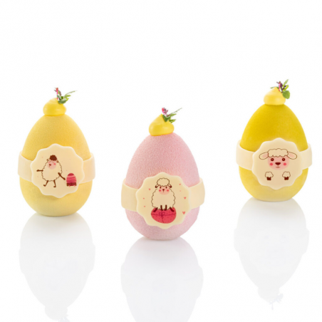 105 szt. OWIECZKI 33749 BARBARA DECOR czekoladowy zestaw wielkanocnych dekoracji z nadrukiem w 3 wzorach śr. 37 mm