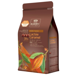 op. 5 kg Mleczna czekolada z karmelem - Lactee Caramel 31% Cacao Barry - kuwertura czekoladowa w kaletkach