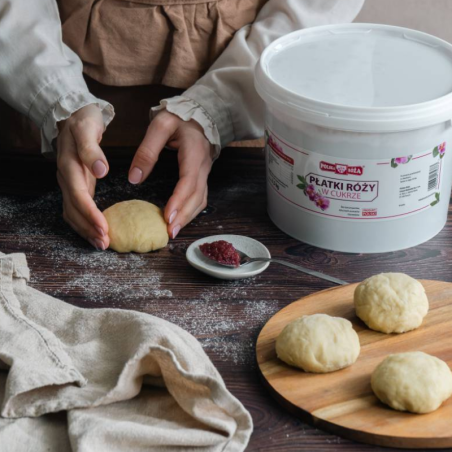 op. 3.5 kg Płatki Róży w cukrze - wyrafinowane nadzienie do pączków i wypieków - Polska Róża