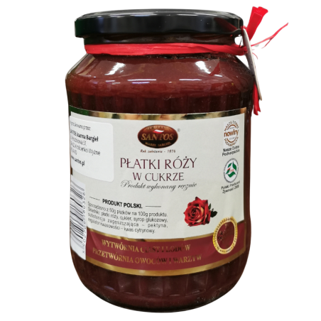 op. 850 g Płatki Róży w cukrze - nadzienie do pączków - produkt wykonany ręcznie - Cukiernia Santos