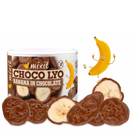 op. 170 g Liofilizowane banany w polewie z mlecznej czekolady - Banana in Chocolate - CHOCO LYO Mixit