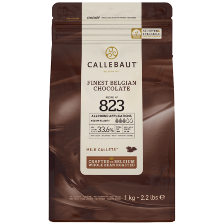 op. 1 kg Mleczna czekolada o zaw. 33.6% kakao - RECIPE N°823 Callebaut - nr. kat. 823-E3-U68