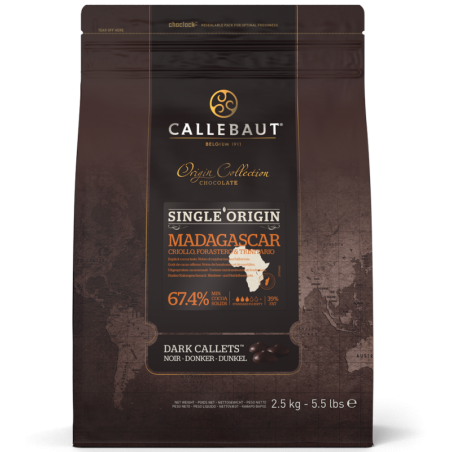 op. 2.5 kg Ciemna czekolada o zaw. 67.4% kakao - Madagascar Single Origin Callebaut - nr. kat. CHD-Q67MAD-E4-U70