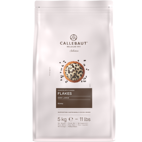 op. 5 kg Ciemna posypka czekoladowa - dł. 2.7-6.5 mm - Dark Chocolate Flakes Large Callebaut