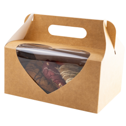 1 szt. KRAFTOWE PUDEŁKO Z OKIENKIEM W KSZTAŁCIE SERCA PS50 FS OPAKOWANIA 190 x 140 x h 90 mm pudełko samoskładające z rączką