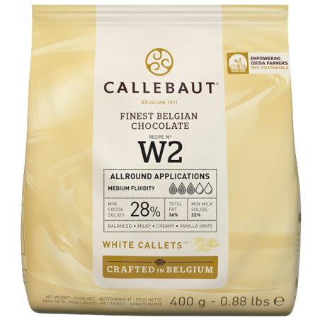op. 400 g Biała czekolada o zaw. 28% kakao - RECIPE N°W2 Callebaut - nr. kat. W2-E0-D94