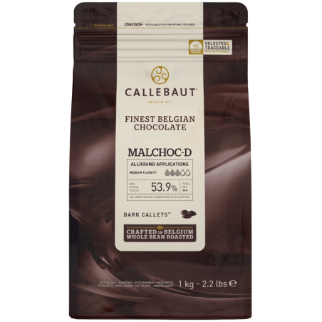 op. 1 kg Ciemna czekolada z maltitolem o zaw. 53.9% kakao - RECIPE N°MALCHOC-D Callebaut - czekolada bez dodatku cukru