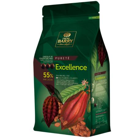 op. 5 kg Ciemna czekolada o zaw. 55% kakao - Excellence™ Cacao Barry - czekolada w kaletkach