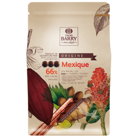 op. 2.5 kg Ciemna czekolada o zaw. 66% kakao - Mexique Cacao Barry - czekolada w kaletkach