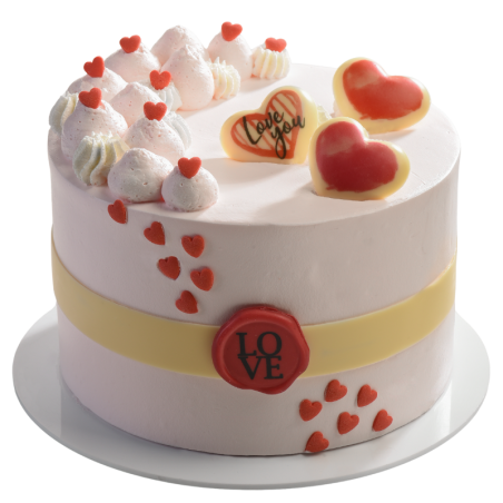 op. 48 szt. Czerwona pieczątka z napisem LOVE - dekoracja na bazie białej czekolady - śr. 38 mm - nr. kat. 78445 Modecor