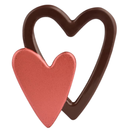 op. 24 szt. Podwójne serce - zestaw dekoracji na bazie białej czekolady - dł. 65 mm - nr. kat. 92046 Modecor