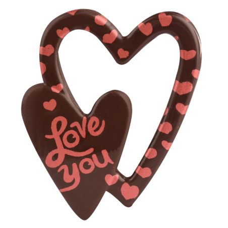 op. 24 szt. Podwójne serce - zestaw dekoracji na bazie białej czekolady - dł. 65 mm - nr. kat. 92046 Modecor
