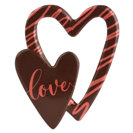 op. 24 szt. Podwójne serce - zestaw dekoracji na bazie białej czekolady - dł. 65 mm - nr. kat. 92046 Modecor