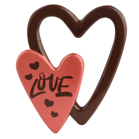 op. 24 szt. Podwójne serce - zestaw dekoracji na bazie białej czekolady - dł. 65 mm - nr. kat. 92046 Modecor