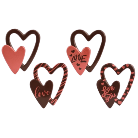 op. 24 szt. Podwójne serce - zestaw dekoracji na bazie białej czekolady - dł. 65 mm - nr. kat. 92046 Modecor