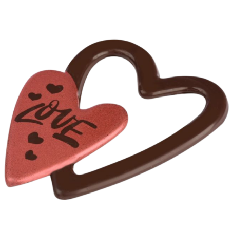 op. 24 szt. Podwójne serce - zestaw dekoracji na bazie białej czekolady - dł. 65 mm - nr. kat. 92046 Modecor