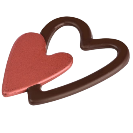 op. 24 szt. Podwójne serce - zestaw dekoracji na bazie białej czekolady - dł. 65 mm - nr. kat. 92046 Modecor